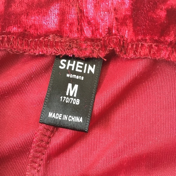 shein m red crushed velvet leggings holiday - Picture 5 of 5